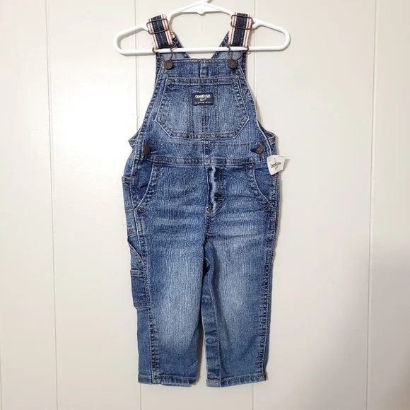OshKosh B'gosh Denim Bib Dark Wash Overalls Size 12Months NWT