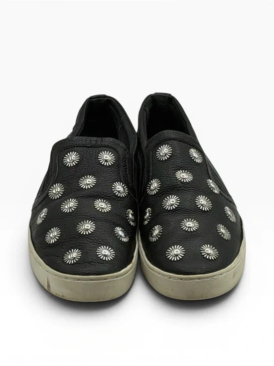 Michael Kors Leo Starburst black leather slip-on Flats & silver sunburst studs