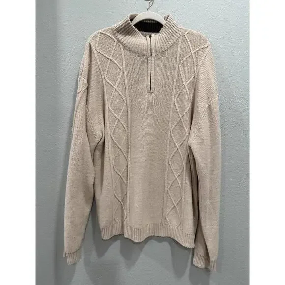 Vintage Sun River Quarter Zip Knit Sweater, Men's XL