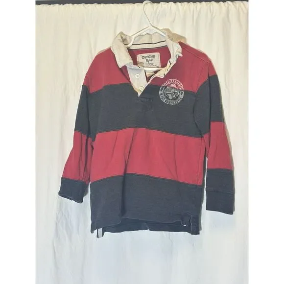 OshKosh B'gosh Vintage‎ Boys Long Sleeve Collared Polo Shirt Size 5 EUC X9