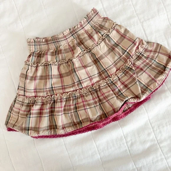 Oshkosh B'Gosh Plaid Skirt Size 3T Pink‎ Brown Fall Winter Vintage Girls