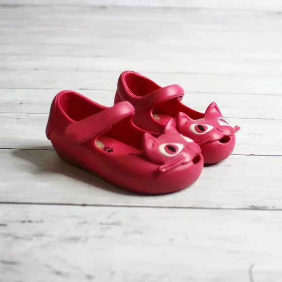 Mini Melissa Pink Cat Jelly Shoes Toddler Size 5 Kitty Waterproof