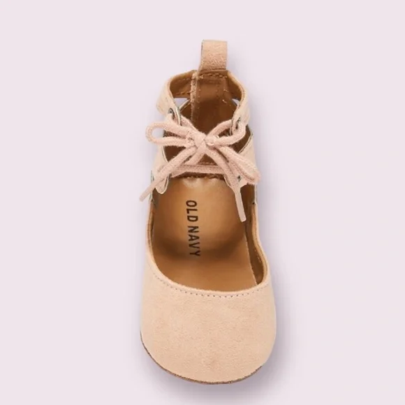 Old Navy Sueded Lace-Up Ballet Flats for Baby in Blush