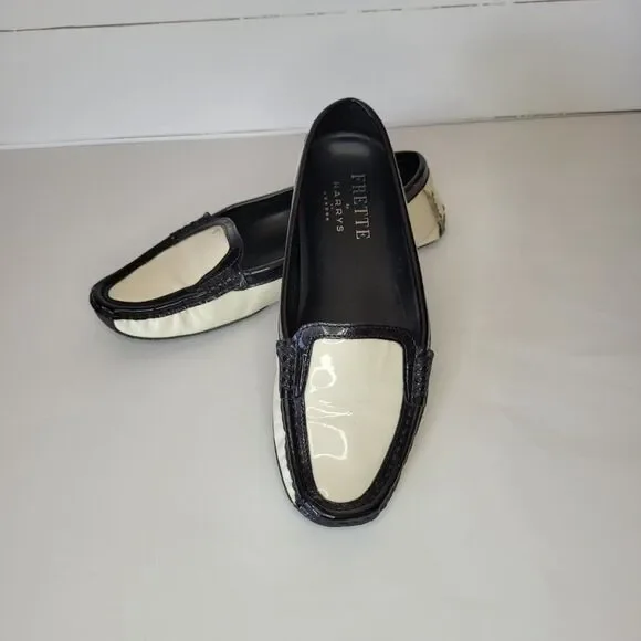 Frette Two-Tone Black and Cream Loafers