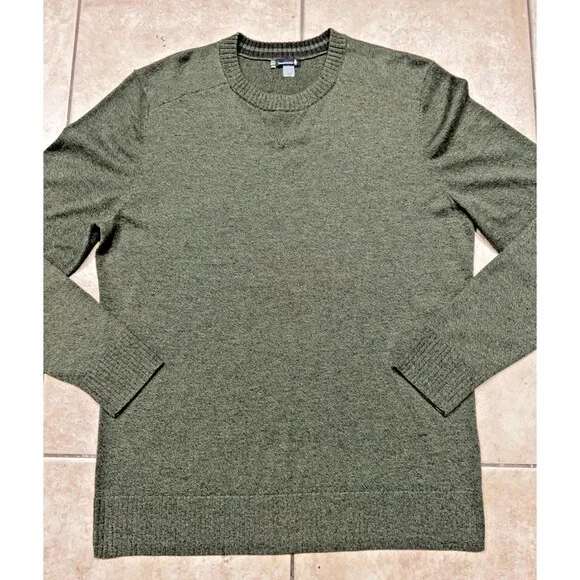 Smartwool Sweater Mens Medium Green Sparwood Crew Nylon Wool Blend Outdoor