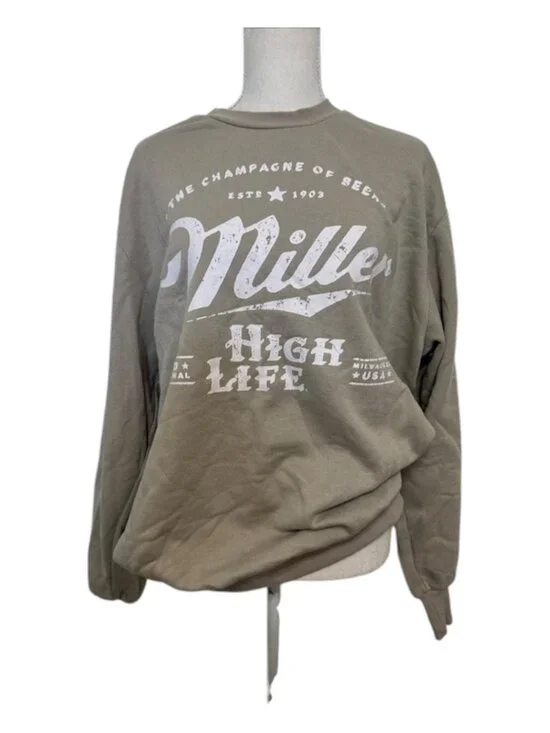 Miller High Life Men's Crewneck Sweatshirt - Taupe Size Medium Graphic
