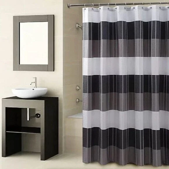 Croscill Fairfax Fabric‎ Shower Curtain Black/Gray 72