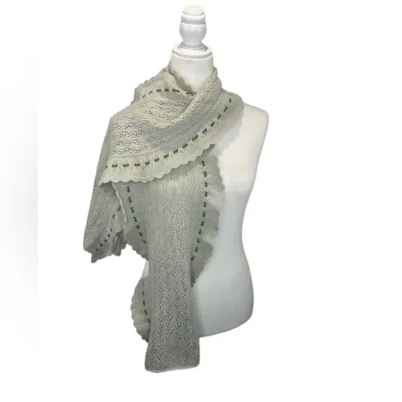 Anne Klein scarf Angora blend light green