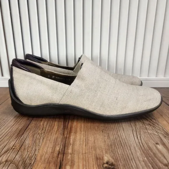Donald J Pliner Sport Shoes Womens Sz 9.5 M Beige Canvas Navata Driving Loafers