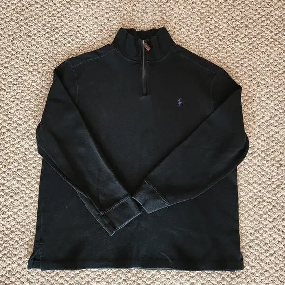Polo Ralph Lauren Men's XL Black 1/4 Zip Sweater Pullover Classic Preppy