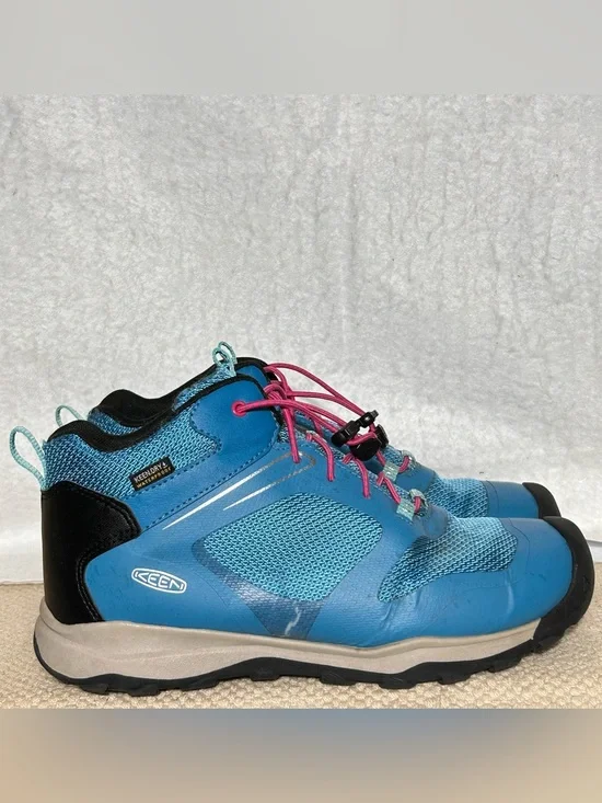 Keen Youth Blue Wanduro Waterproof Bungee Lace Hiking Trail Boots Shoes SZ US 6