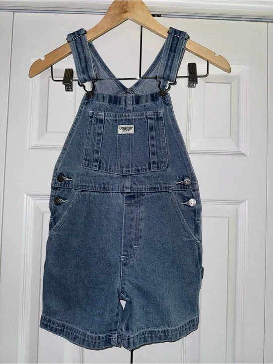 Vintage Oshkosh B gosh denim shorts overalls  size 7