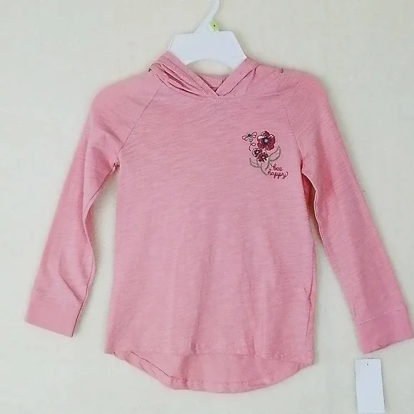 OshKosh Cotton Hoodie Tee Girl's Size 4 Pink w/ Bee Theme‎