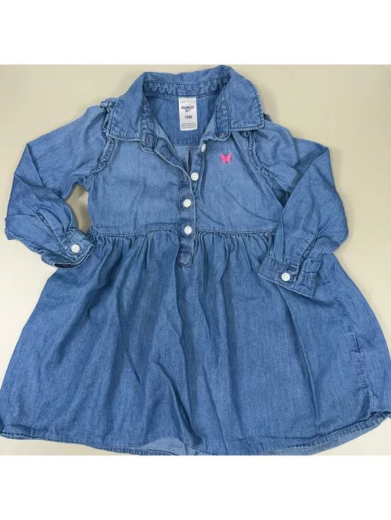 OshKosh B’gosh Baby Girls Chambray Shirt Dress Size 18M