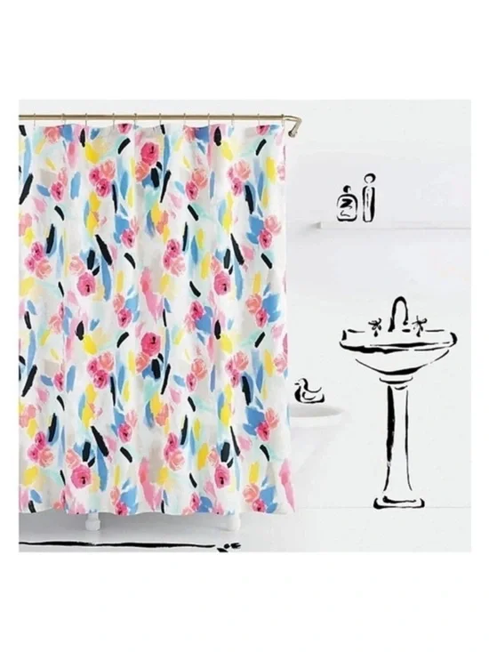 Kate Spade New York Paintball Floral Shower Curtain Machine Washable