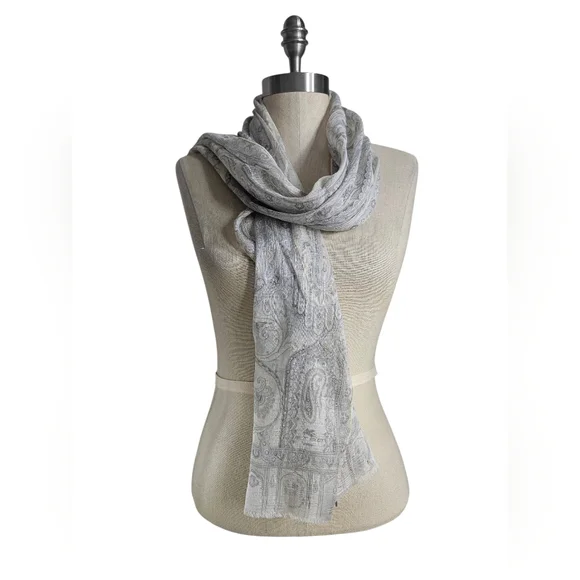 ETRO Made In Italy Linen / Silk Blend Medallion Pattern Scarf | SZ 53