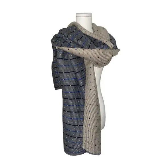 Pleated Oversized Scarf Ivory Gray Pleated Super Soft