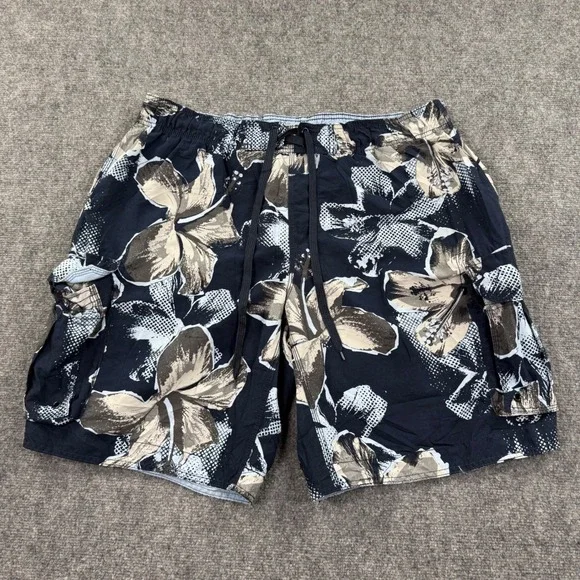 Arizona Swim Trunks XXL Black Floral Cargo Board Shorts Men's