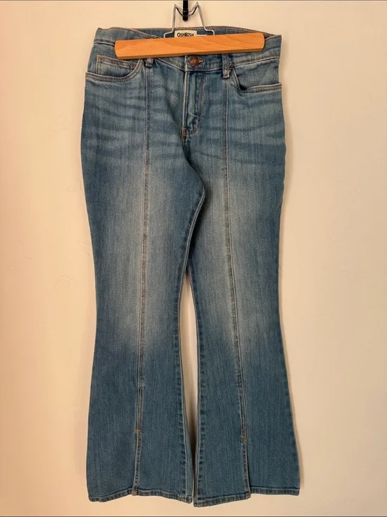 OshKosh B’gosh Flare Girls Jeans Adjustable Waist Light Wash Seam Bell Bottom 12