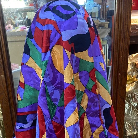 Vibrant Abstract Multicolor Silk Scarf 34x34 NWOTs