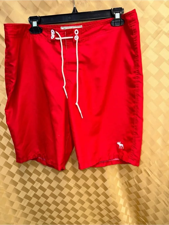 Abercrombie & Fitch Men’s Bright Red Swim Board Shorts