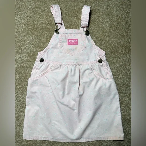 Vintage OshKosh B’gosh Girls Pink Floral Overall Dress Size 6‎ Made in USA 90s