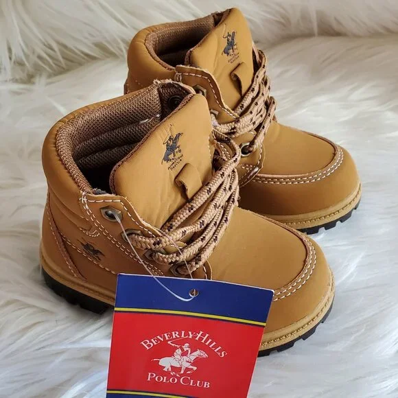 Beverly Hills Polo Club Unisex Tan Lace Up Work Fashion Soft Ankle Boots SZ 6