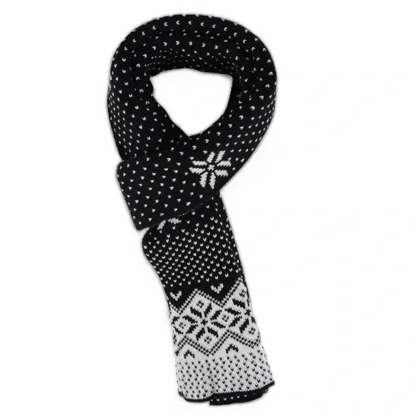 Simplicity Oversized Knit Scarf Wide Fair-Isle Long Winter Wrap Black an…