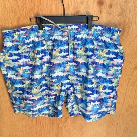 MICHAELS SWIMWEAR MEN'S FISH BLUE‎ SWIM TRUNK Size XXL