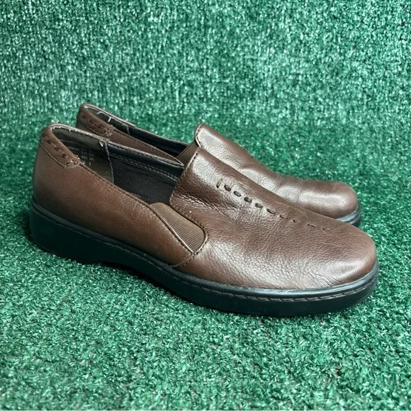 Predictions Leather Collection Brown Slip On Comfort Shoes Women 7.5