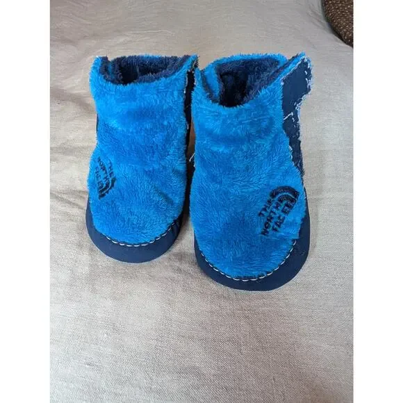 The North Face Baby Booties Blue Grippy Sole Size 2 Outdoor Comfy Warm Cozy