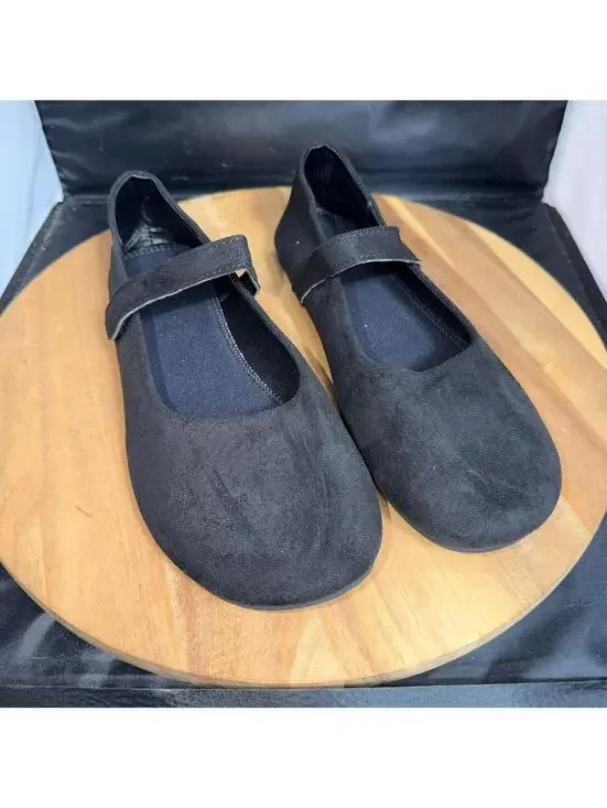 Women’s Black Mary Jane Flats Size 43 Comfort Slip On Shoes