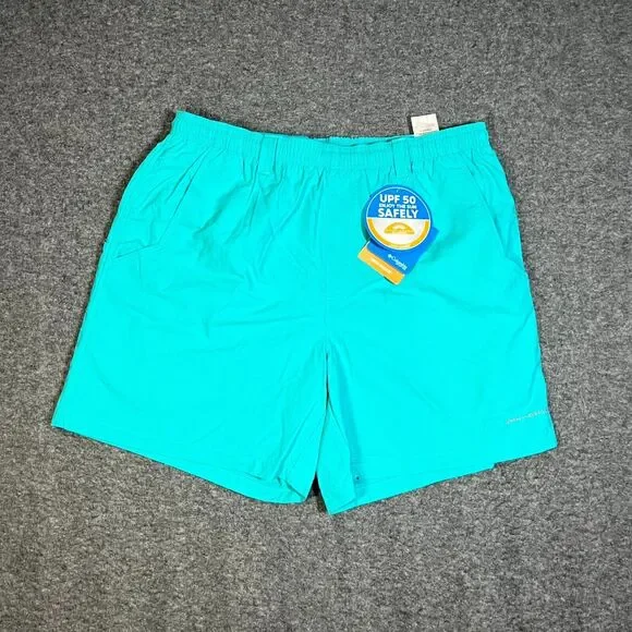 Columbia PFG Swim Trunks Mens M Teal Omni Shade Backcast III Water Short NEW