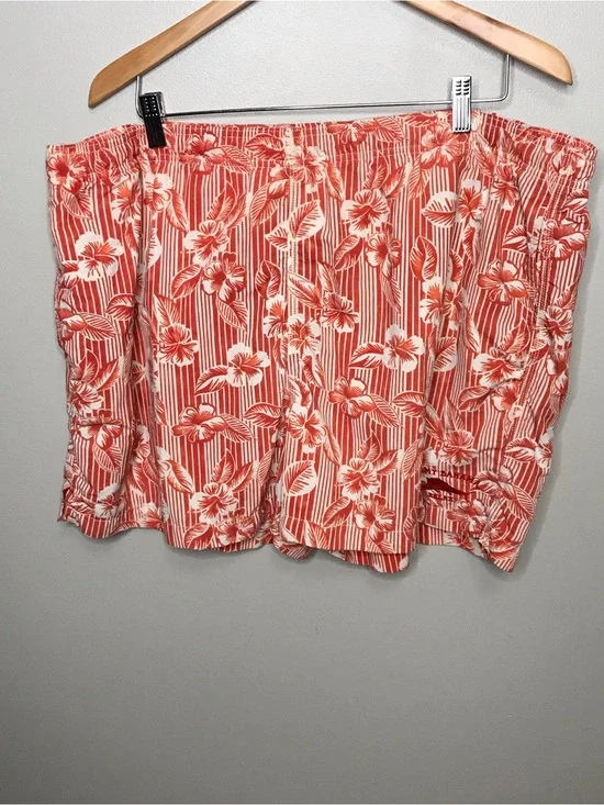 Tommy Bahama Orange and White Floral Swim Trunks Sz XL