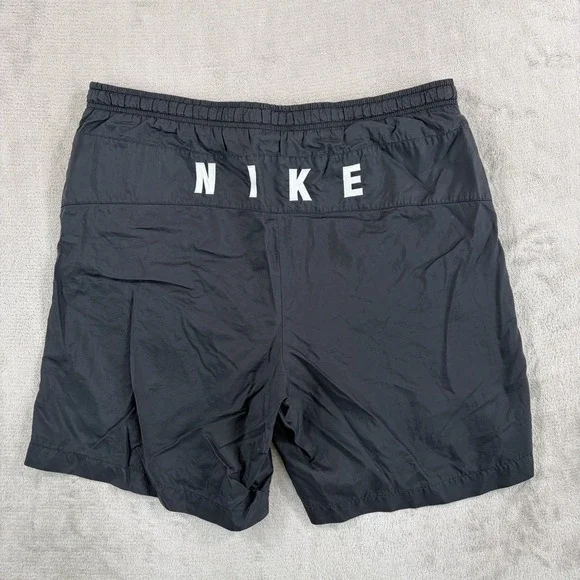 Vintage 90s Nike Nylon Swim Trunks Shorts Men Large Black Lined Embroidered Logo