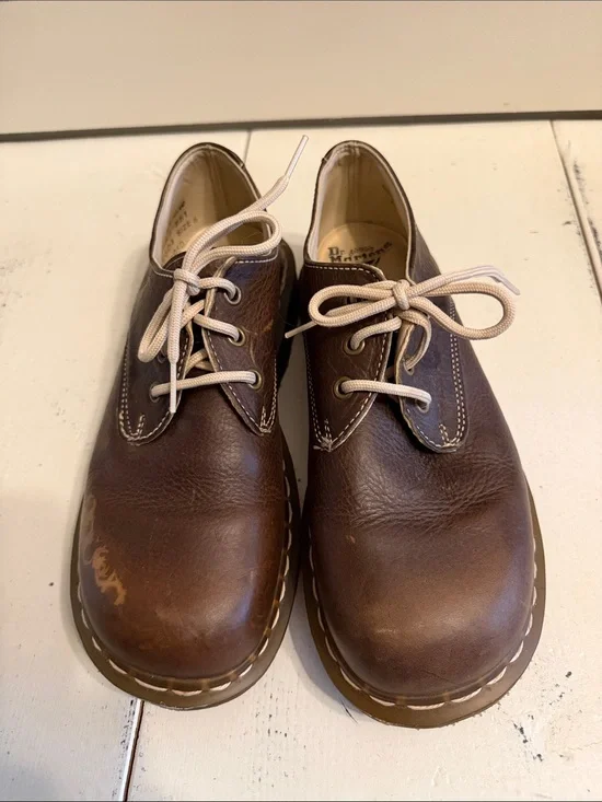 Dr. Martens vintage loafers.  Brown 3-eye style.  Made in England.