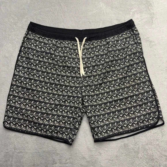 Fair Harbor Swim Trunks Mens XXXL Black White Geometric Diamond Anchor Shorts