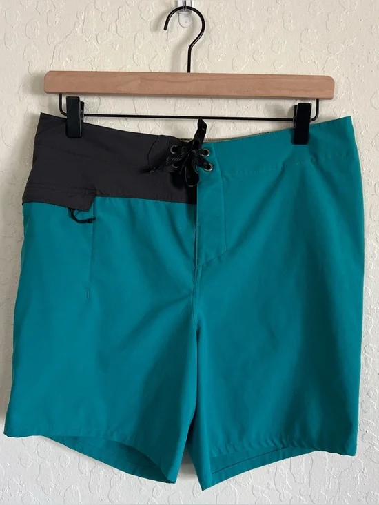 Patagonia Men's Stretch Hydro Planing Boardshorts Swimsuit 31 Teal Black Outdoor