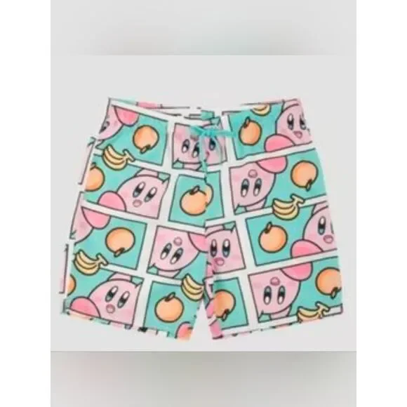 Kirby Graphic Swim Shorts in Mint & Pink