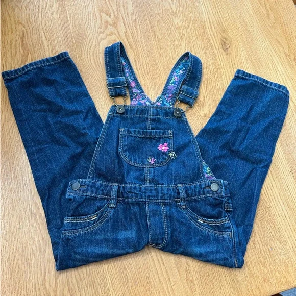 OshKosh B'gosh Denim Blue Floral Overalls