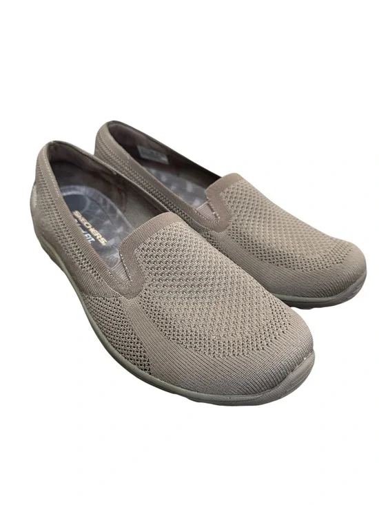 Skechers Taupe Slip On Loafers Womens 10 Air Cooled Memory Foam Relaxed Fit