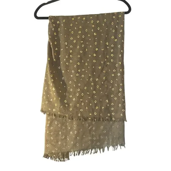 Large Womens Scarf Wrap Tan & Gold 42” x 80” Versatile Contemporary
