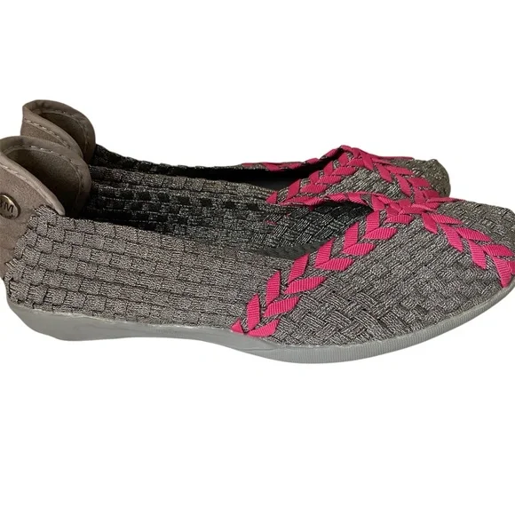 Bernie Mev Braided Catwalk Ballet Flats Gray Pink EU Size 38 (7.5)