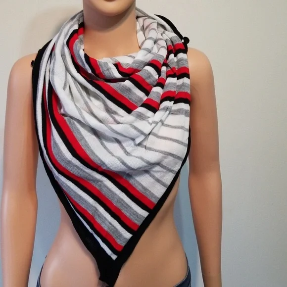 Vince Camuto Black Stripe Knit Scarf/Bandana NWT