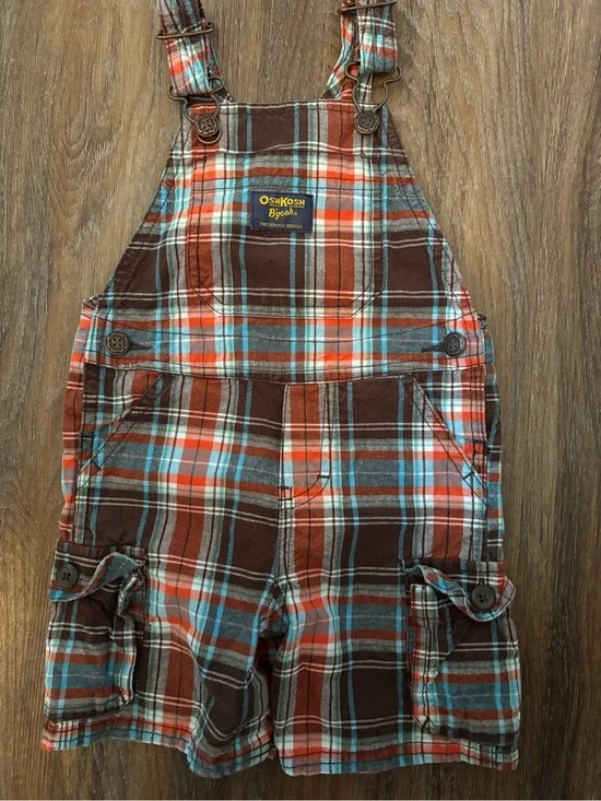 OshKosh B'gosh Plaid Cargo Kids Shortalls