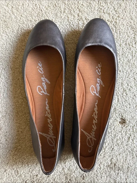 American Rag Pewter Leather Ballet Flats