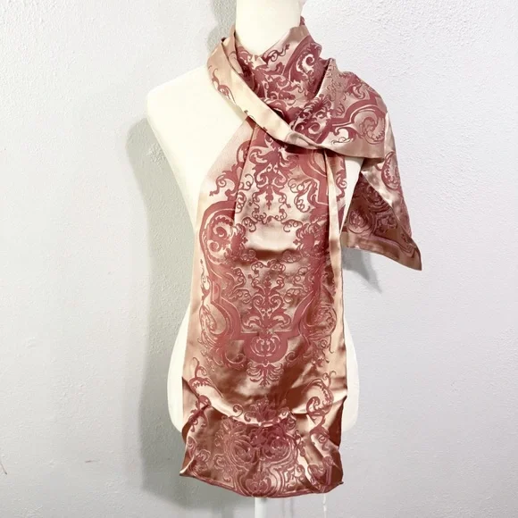 Wallace made in England Elegant Pink silk brocade scarf