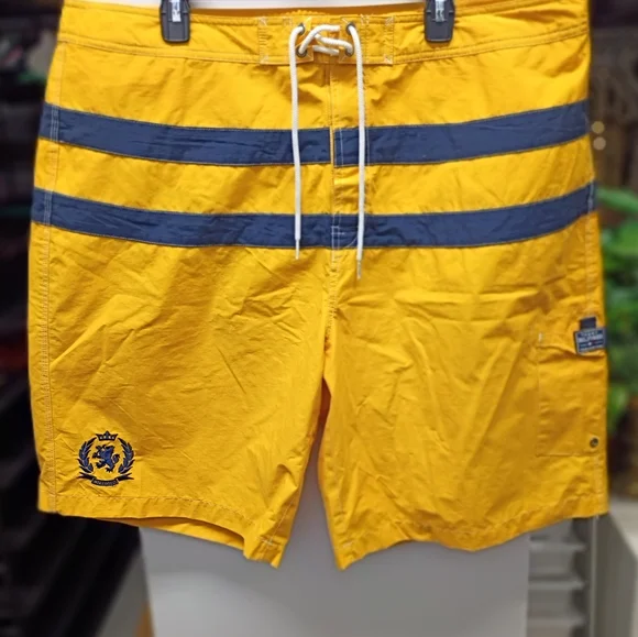 Tommy Hilfiger Yellow and Blue Men's Swim Shorts