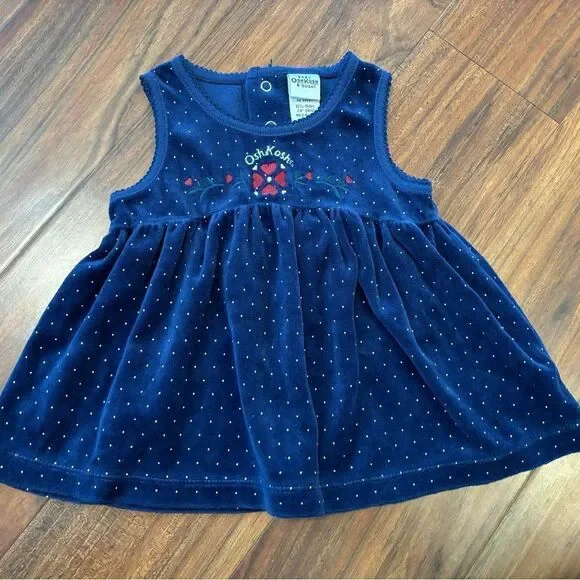 Osh Kosh B’Gosh Baby vintage velour polka dot sleeveless dress