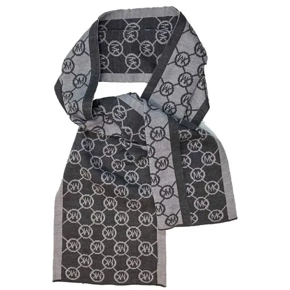 New Michael Michael kors mk logo knit scarf gray